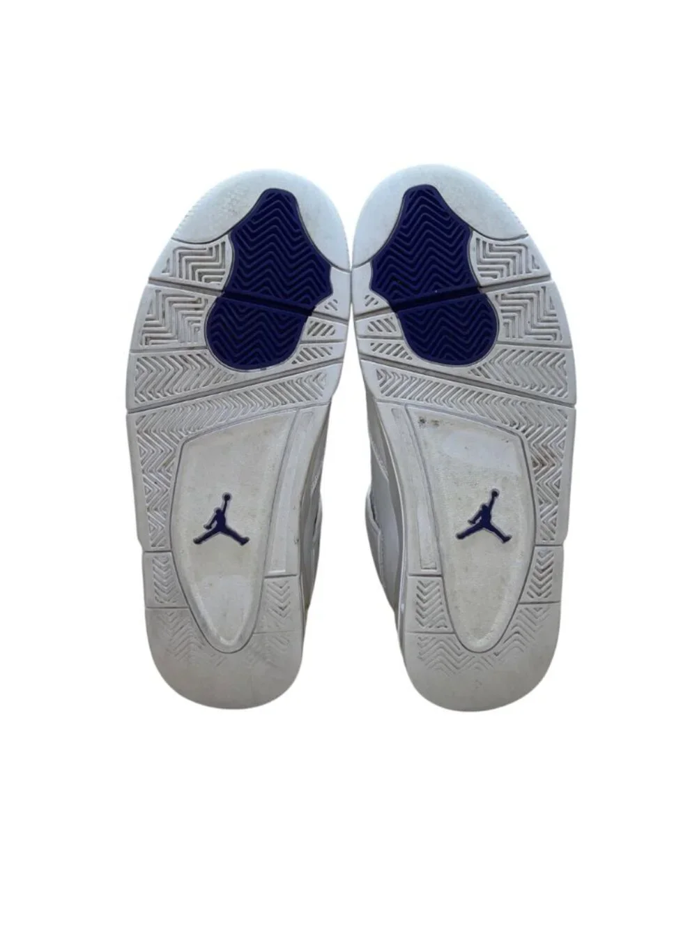 Air Jordan 4 Retro Men’s Metallic Purple & White Leather Sneakers Size US 9.5